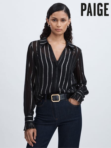 Paige Sheer Floral-Stripe Blouse (AU6780) | € 522