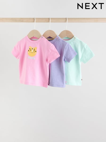 Blue/ Green/ Purple Pastels Baby Jersey Short Sleeve Tops 3 Pack (AU6808) | € 23 - € 26