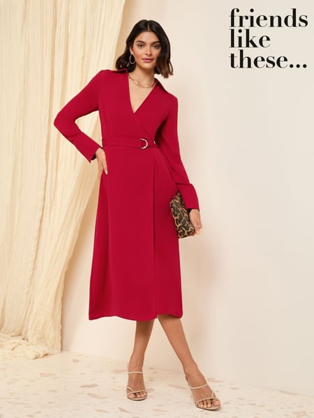 Friends Like These Red Long Sleeve Belted Wrap Tailored Dress (AU6928) | € 76