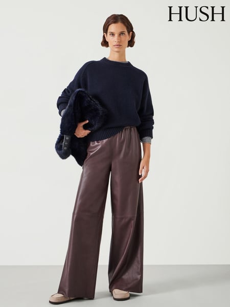 Hush Brown Agatha Leather Pull On Trousers (AU6983) | € 515