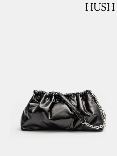 Hush Black Reva Ruched Leather Clutch Bag (AU7081) | € 172