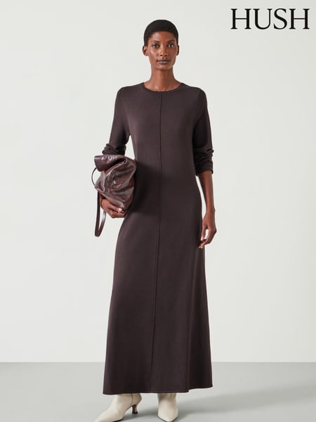 Hush Brown Talen Long Sleeved Knitted Maxi Jumper Dress (AU7113) | € 86
