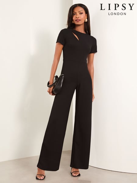 Lipsy Black Short Sleeve Splice Jumpsuit (AU7230) | € 92