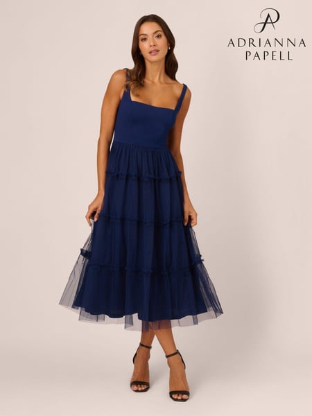 Adrianna by Adrianna Papell Knit And Mesh Midi Dress (AU7281) | € 206