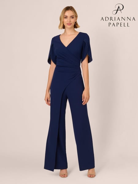 Adrianna Papell Blue Pearl Knit Crepe Jumpsuit (AU7282) | € 295