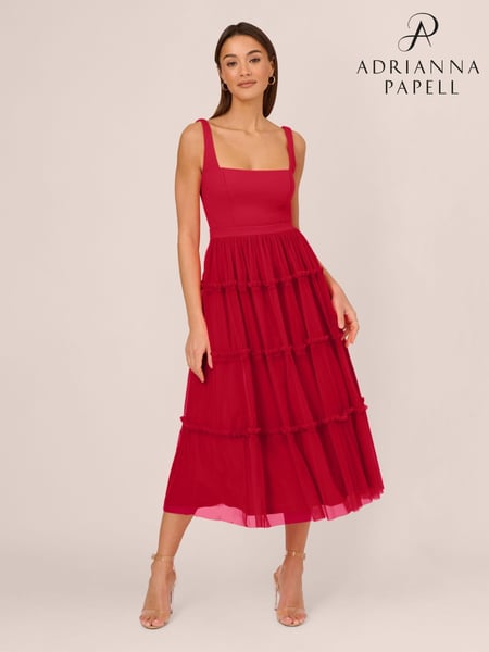 Adrianna by Adrianna Papell Knit And Mesh Midi Dress (AU7296) | € 206