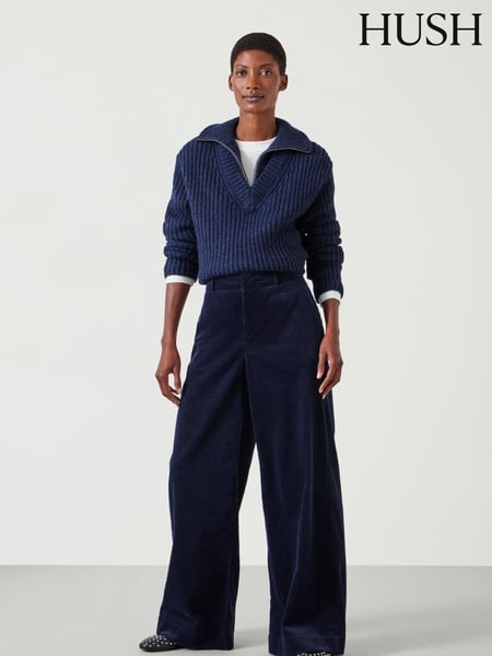 Hush Blue 100% Cotton Wide Leg Cord Trousers (AU7563) | € 74
