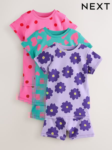Purple/Green Short Pyjamas 3 Pack (9mths-12yrs) (AU7798) | € 30 - € 43