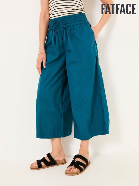 FatFace Aubrey Teal Blue Wide Leg Crop Trouser (AU7887) | € 77