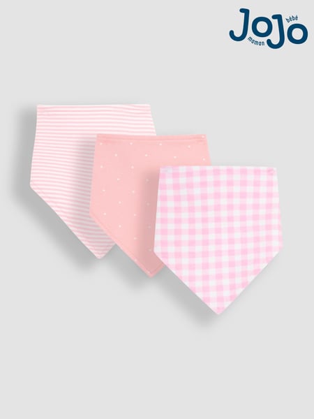 JoJo Maman Bébé Pink Dribble Bibs 3 Pack (AU8053) | € 20