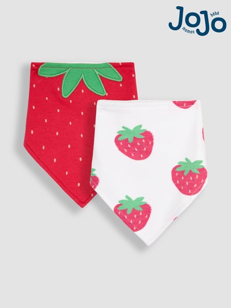 JoJo Maman Bébé Red Strawberry Dribble Bibs 2 Pack (AU8065) | € 15