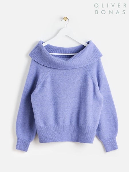 Oliver Bonas Purple Sparkly Bardot Knitted Jumper (AU8336) | € 65