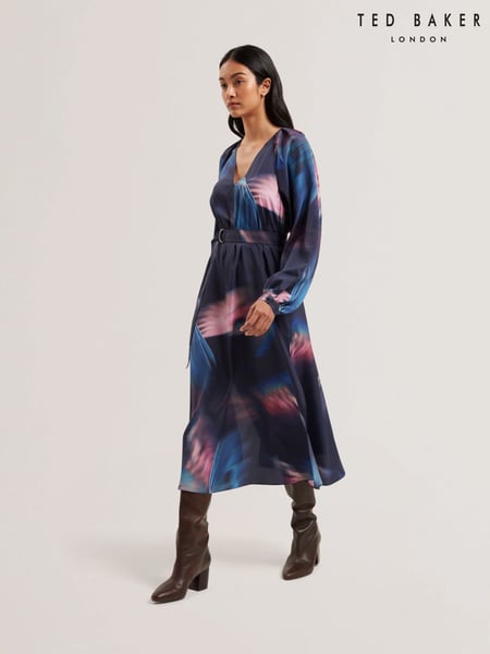 Ted Baker Blue Arade Printed Belted Midi Dress (AU8707) | € 279