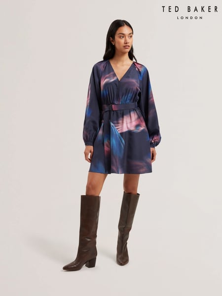Ted Baker Blue Alte Printed Belted Mini Dress (AU8715) | € 248