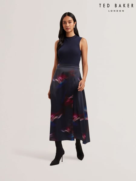 Ted Baker Blue Marlyee Jersey High Neck Top Printed Midi Skirt (AU8736) | € 279