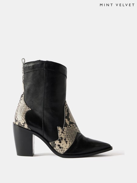Mint Velvet Black Snake Panel Cowboy Boots (AU8905) | € 125