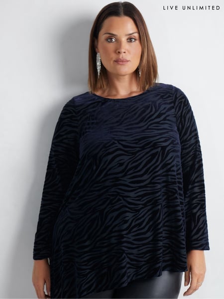 Live Unlimited Blue Curve Zebra Burnout Asymmetric Top (AU8939) | € 54
