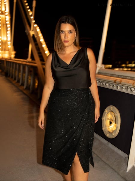 Live Unlimited Black Sparkle Jersey Wrap Skirt (AU8951) | € 61