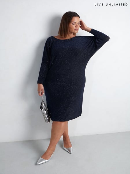 Live Unlimited Blue Sparkle Jersey Midi Dress (AU8958) | € 64