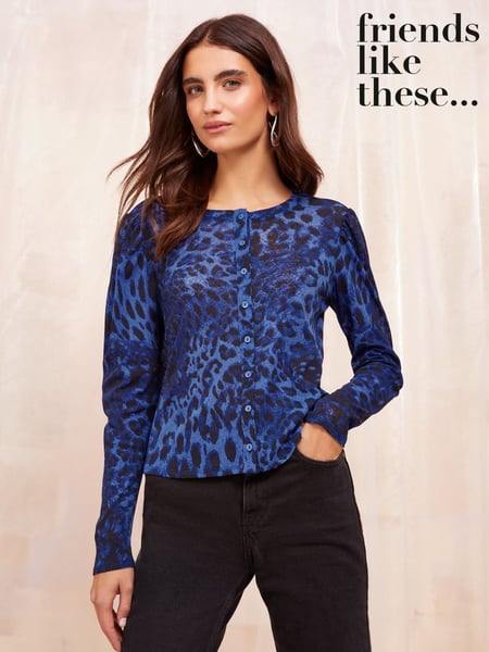 Friends Like These Blue Long Sleeve Jersey Animal Print Cardigan (AU9061) | € 25