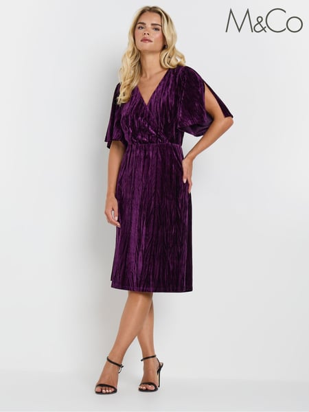M&Co Purple Petite Crushed Velvet Wrap Dress (AU9085) | € 73