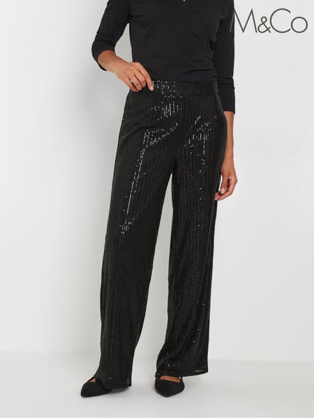 M&Co Black Sequin Trousers (AU9112) | € 33