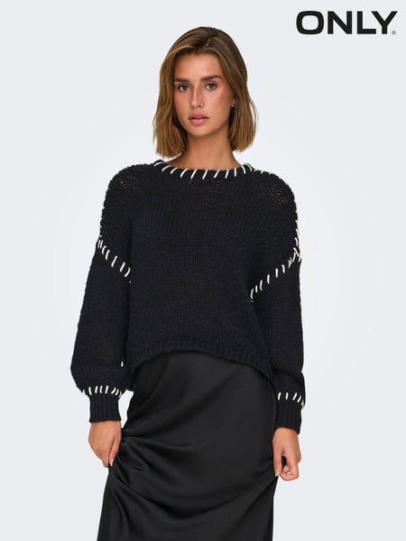 ONLY Black Contrast Stitch Knitted Jumper (AU9206) | € 31