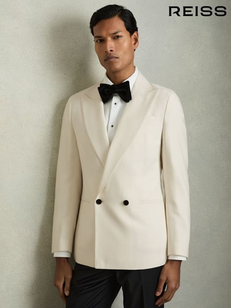 Reiss Ivory White Knight Slim Fit Single-Breasted Stretch Suit Blazer (AU9683) | € 546