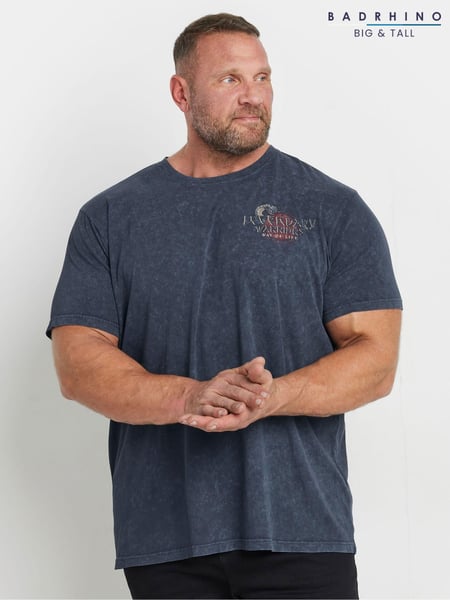 BadRhino Big & Tall Navy Blue Legendary Warriors Print 100% Cotton T-Shirt (AV0004) | € 37