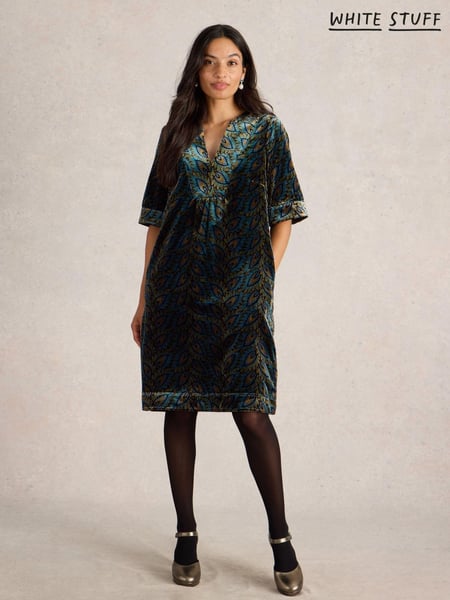 White Stuff Green Ash Velvet Mix Dress (AV0940) | € 67