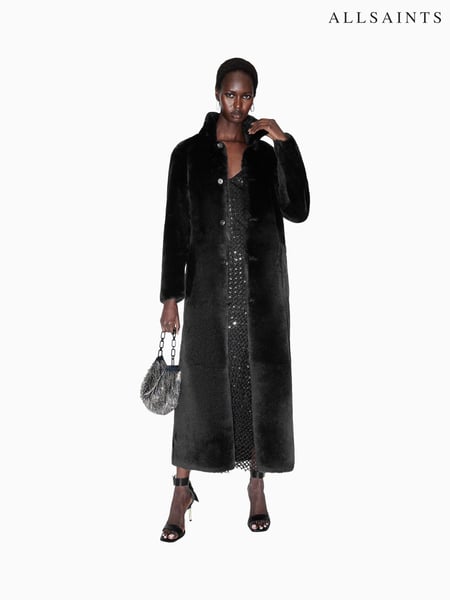 AllSaints Black Serra Maxi Shearling 100% Cotton Coats (AV1228) | € 2.338
