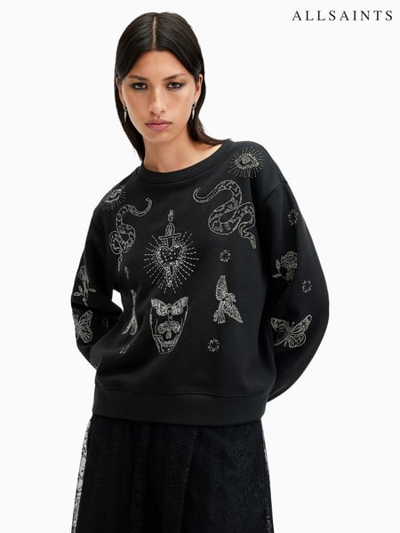 AllSaints Black Black Pippa Hex Sweatshirt (AV1344) | € 232