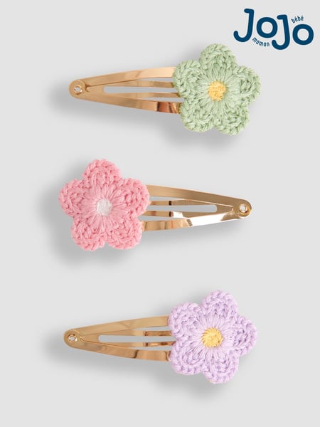 JoJo Maman Bébé Pastel 3-Pack Crochet Flower Clips (AV1797) | € 12