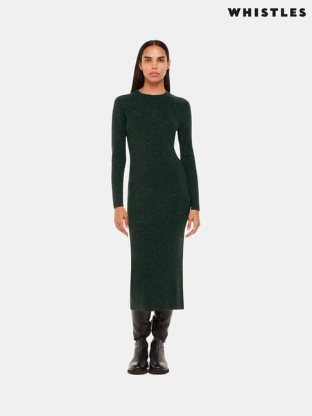 Whistles Green Petite Annie Sparkle Knit Dress (AV1808) | € 201