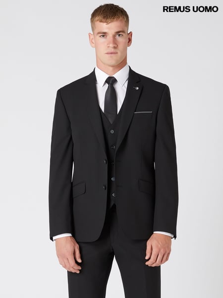Remus Uomo Black Tapered Fit Stretch Mix and Match Suit Jacket (AV2422) | € 250