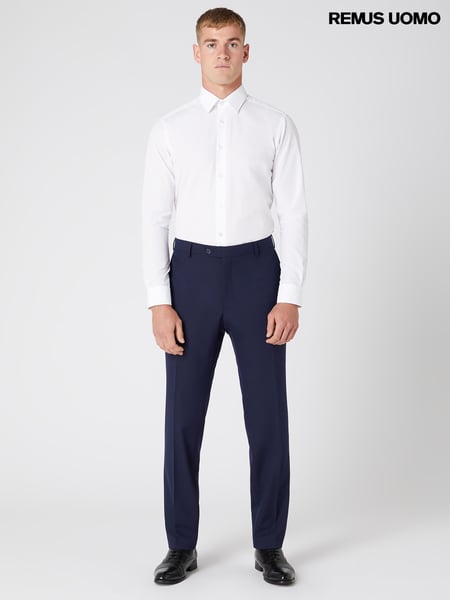 Remus Uomo Blue Tapered Leg Stretch Formal Trousers (AV2426) | € 125
