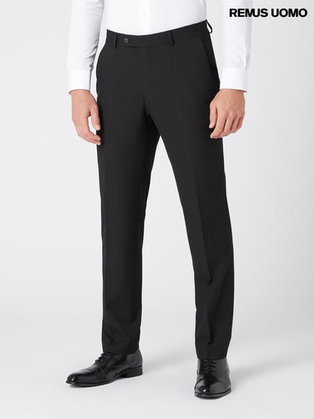 Remus Uomo Black Tapered Leg Stretch Formal Trousers (AV2439) | € 125