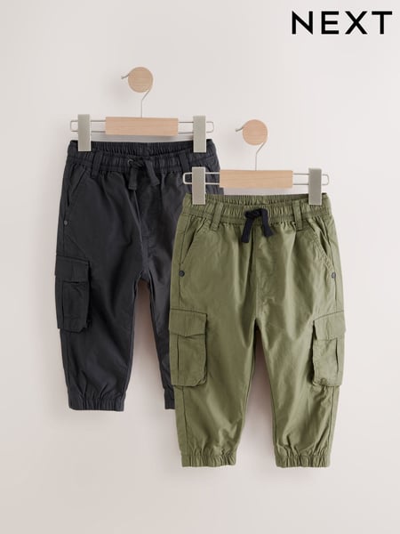 Black/Khaki Lined 100% Cotton Cargo Trousers (3mths-7yrs) (AV2841) | € 40 - € 45
