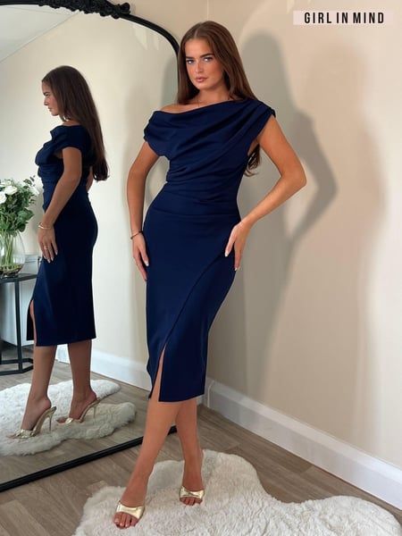 Girl In Mind Blue Ariana Asymmetric Midi Dress (AV3649) | € 78
