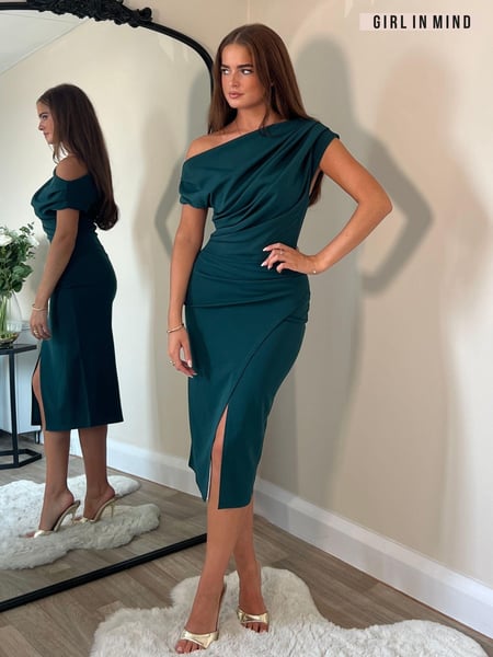 Girl In Mind Green Ariana Asymmetric Midi Dress (AV3657) | € 35