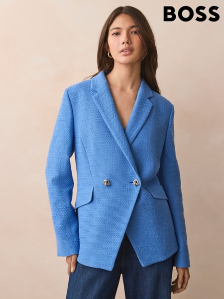 BOSS Blue Tweed Slim Fit Blazer Jacket (AV3786) | € 544