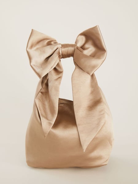 Six Stories Champagne Gold Bow Detail Satin Pouch Bag (AV4458) | € 47