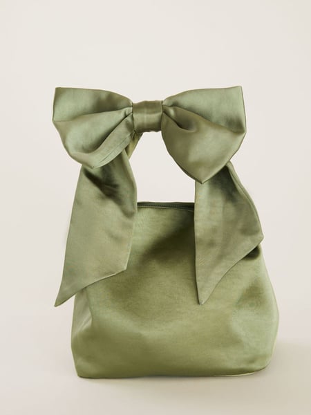 Six Stories Green Bow Detail Satin Pouch Bag (AV4466) | € 47
