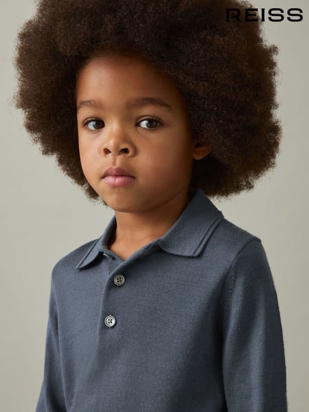 Reiss Airforce Blue Trafford 9-13 yrs Merino Wool Polo Shirt (AV4573) | € 59