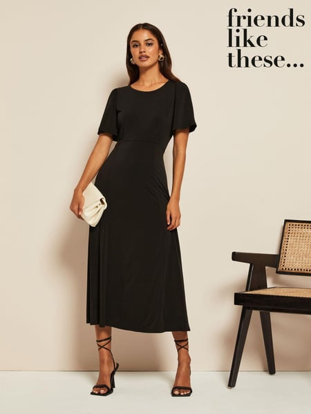 Friends Like These Black Petite ITY Flutter Short Sleeve Midi Dress (AV4973) | € 61