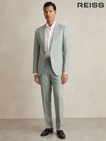 Reiss Ocean Green Warner Linen Slim-Fit Suit Trousers (AV5101) | € 250