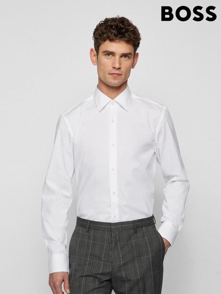 BOSS White Slim Fit Stretch Poplin Shirt (AV5490) | € 139