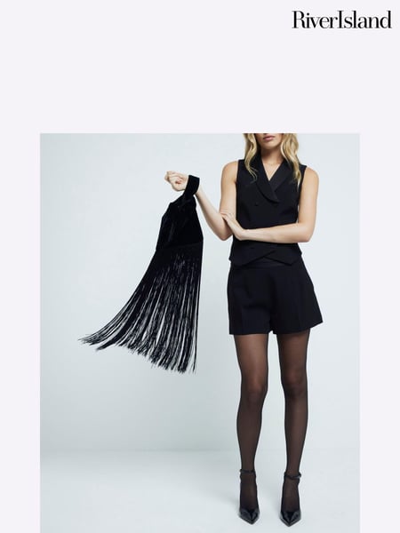 River Island Black Waterfall Tassel Clutch Bag (AV6144) | € 19