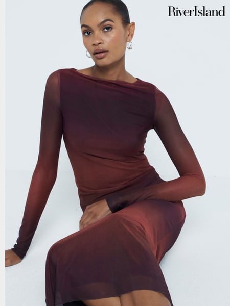 River Island Red Long Sleeve Mesh Top (AV6218) | € 44