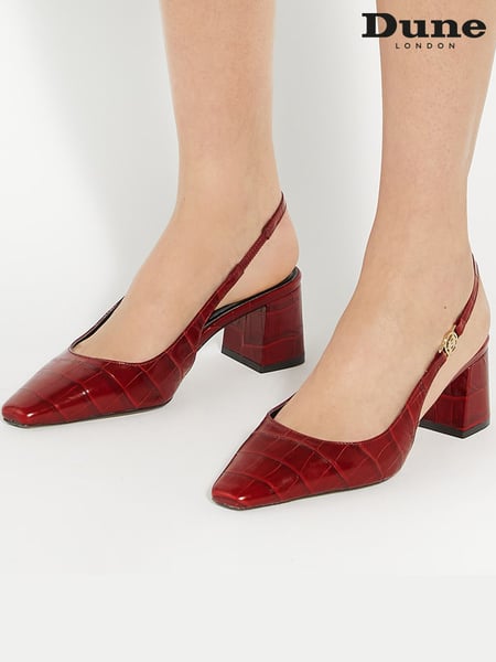 Dune London Red Contact Branded Block Slingback Court Heels (AV6387) | € 97